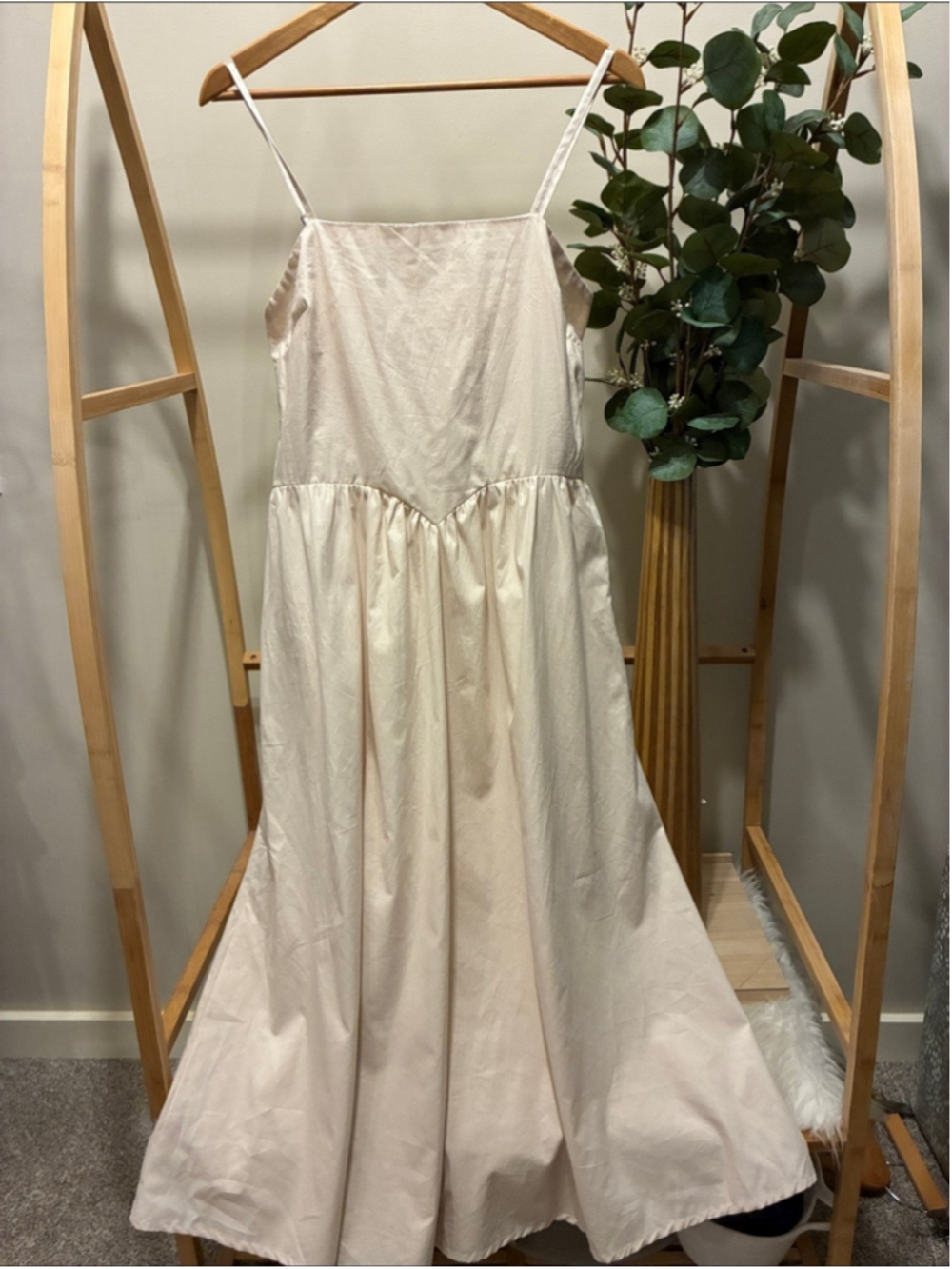 Japna 100% Cotton Cream Spaghetti-Strap Dress a102